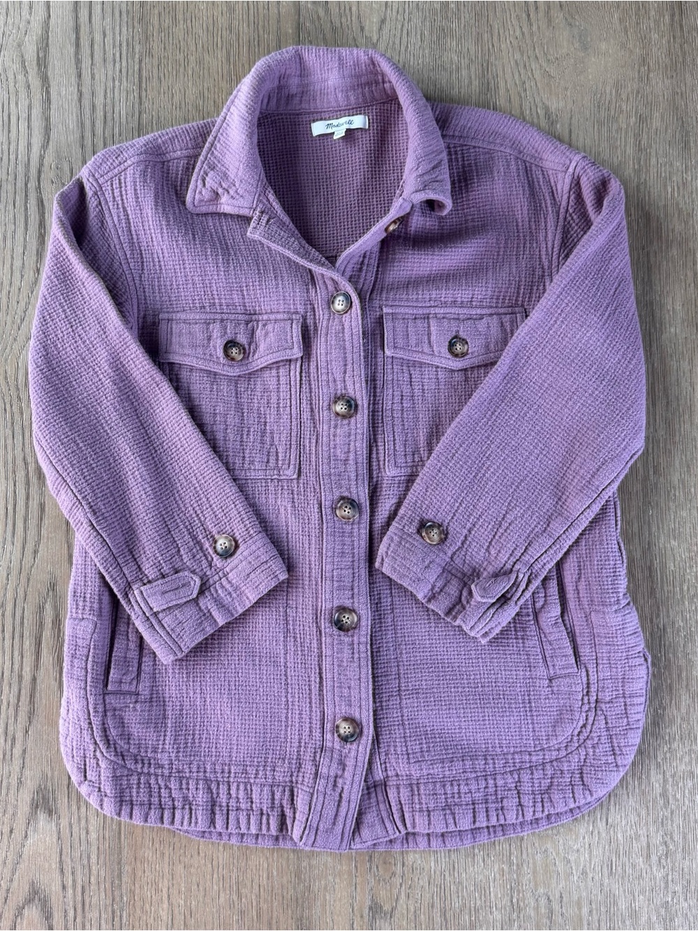 Madewell Mauve Waffle Button-Front Shirt Jacket